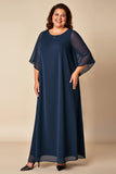 Marine Plus Size schede chiffon moeder van de bruid jurk