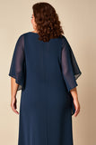 Marine Plus Size schede chiffon moeder van de bruid jurk