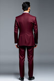 Bordeauxrode Double Breasted Revers Revers Heren Prom Suits