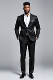 Zwart slim fit 2-delig reverspak met inkeping