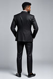 Zwart slim fit 2-delig reverspak met inkeping