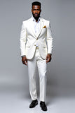 Getextureerd Single Breasted Slim Fit 2-delig wit herenpak