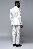 Getextureerd Single Breasted Slim Fit 2-delig wit herenpak