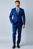Koningsblauwe sjaal revers slim fit 2-delig herenpak