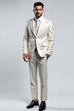 Heren Lvory Double Breasted 3 Stuks Peak revers Prom Suits