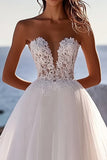 Ivoor Lace A Line Tule Strapless Trouwjurk