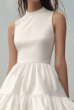 A Line Witte Halter Ruches Korte Afstuderen Jurk