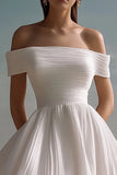 A-lijn van de schouder chiffon kleine witte afstudeerjurk