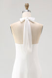 Witte Lange Schede Halter Chiffon Afstudeerjurk
