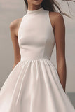 Wit Halter A Line Korte Afstuderen Jurk