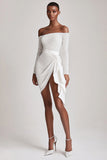 Off The Shoulder Pailletten Afstuderen Jurk met Lange Mouwen