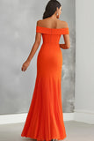 Oranje Off the Shoulder Zeemeermin Lange Formele Jurk