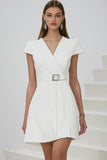 Witte A Line korte formele jurk met riem