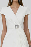Witte A Line korte formele jurk met riem