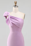 Witte One Shoulder Bow Bodycon afstudeerjurk