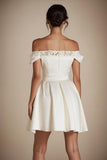 Off the Shoulder Kant Wit A Line Afstuderen Jurk