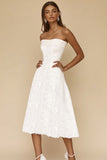 A-lijn strapless kant thee lengte kleine witte afstudeerjurk