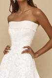 A-lijn strapless kant thee lengte kleine witte afstudeerjurk