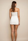 Witte Bodycon Strapless Mini Afstuderen Jurk met Pailletten