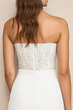 Witte Bodycon Strapless Mini Afstuderen Jurk met Pailletten