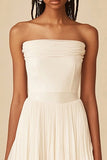 Witte Strapless A-lijn afstudeerjurk met ruches