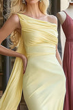 Narcis One Shoulder Chiffon Zeemeermin Galajurk met Streamer
