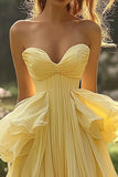 Narcis Strapless A Line Ruches Prom Jurk