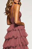 Desert Rose A Line Tule Lange Galajurk met Ruches