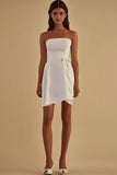 Witte Bodycon korte afstudeerjurk met strik