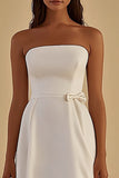 Witte Bodycon korte afstudeerjurk met strik