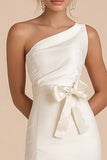 Witte Bodycon One Shoulder Short Graduation Dress met split