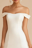 Off the shoulder witte bodycon afstudeerjurk