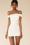 Bodycon Witte Off The Shoulder Afstudeerjurk