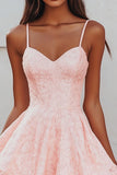 Roze A Line Lace Korte Afstuderen Jurk