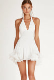 Witte Bodycon Chiffon korte afstudeerjurk met ruches