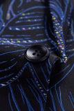 Donkerblauwe jacquard revers blazer voor heren