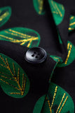 Donkergroene Leaf Bedrukte Revers Revers Heren Blazer