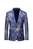 Blauw bedrukte revers met inkeping en inkeping voor heren
