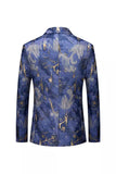 Blauw bedrukte revers met inkeping en inkeping voor heren