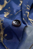 Blauw bedrukte revers met inkeping en inkeping voor heren