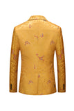 Gele inkeping revers bloemen één knop heren blazer