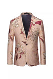 Roségouden single breasted revers bedrukte heren prom blazer