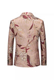 Roségouden single breasted revers bedrukte heren prom blazer