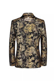 Zwart gouden single breasted inkeping revers bedrukte mannen Prom Blazer