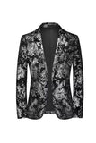 Zwart gouden single breasted inkeping revers bedrukte mannen Prom Blazer