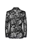 Zwart gouden single breasted inkeping revers bedrukte mannen Prom Blazer