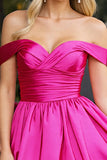 Off The Shoulder Fuchsia A Line Homecoming Jurk