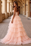 Blush A Line Tule galajurk met ruches