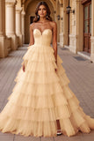 Blush A Line Tule galajurk met ruches