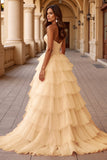 Blush A Line Tule galajurk met ruches
